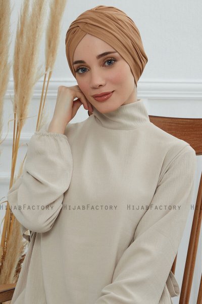 Fiona - Lysebrun Bomuld Turban