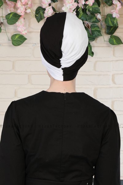 Fiona - Hvid & Sort Bomuld Turban