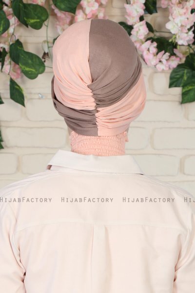 Fiona - Mørk Taupe & Gammelrosa Bomuld Turban