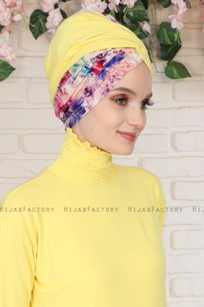 Fiona - Yellow Paint Bomuld Turban