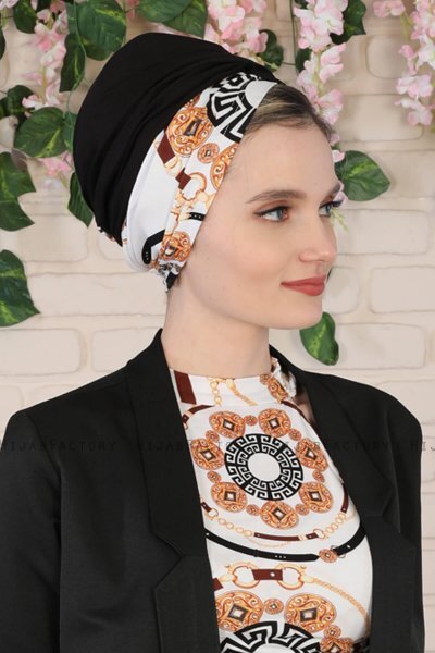 Fiona - Black Elegant Bomuld Turban