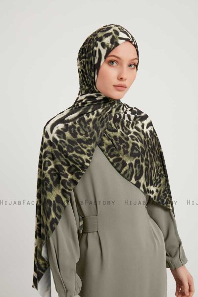 Ayten - Khaki Mønstret Hijab