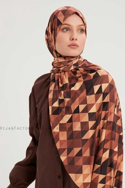 Banou - Brun Mønstret Hijab