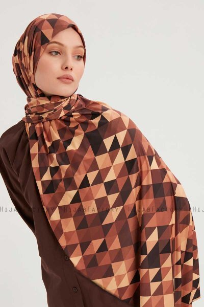 Banou - Brun Mønstret Hijab