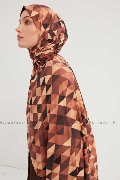 Banou - Brun Mønstret Hijab