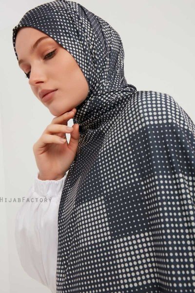 Nurgul - Marine Blå Mønstret Hijab