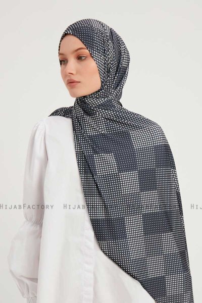 Nurgul - Marine Blå Mønstret Hijab