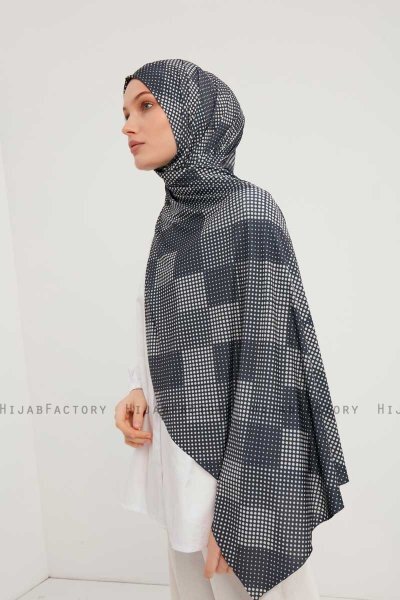 Nurgul - Marine Blå Mønstret Hijab