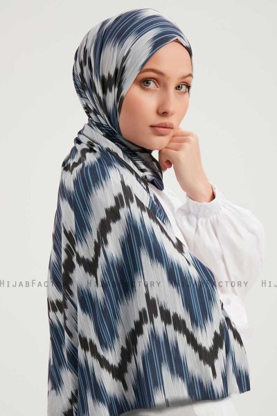 Tansu - Marine Blå Mønstret Hijab