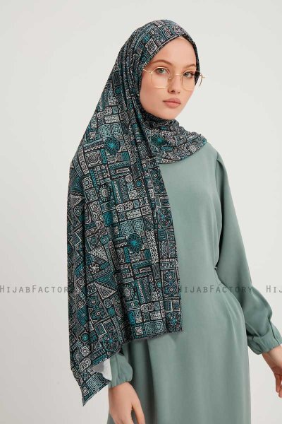 Gulya - Petrol Grøn Mønstret Hijab