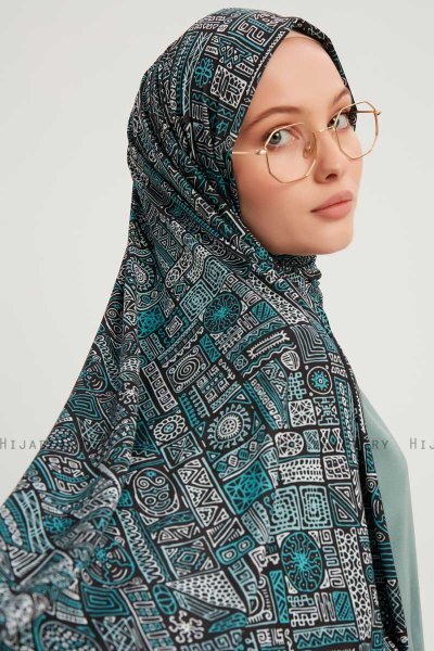 Gulya - Petrol Grøn Mønstret Hijab
