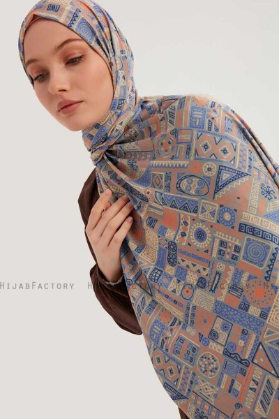 Gulya - Orange Mønstret Hijab
