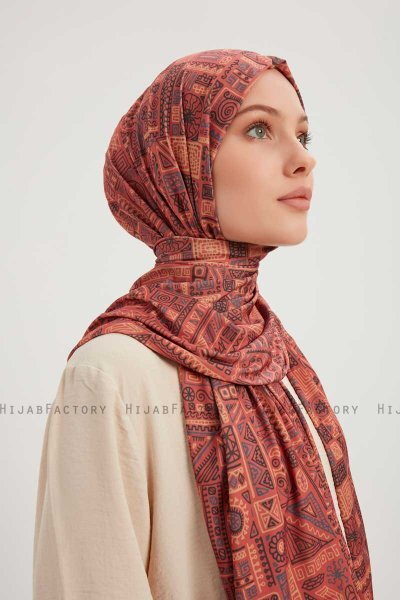 Gulya - Murstensrød Mønstret Hijab
