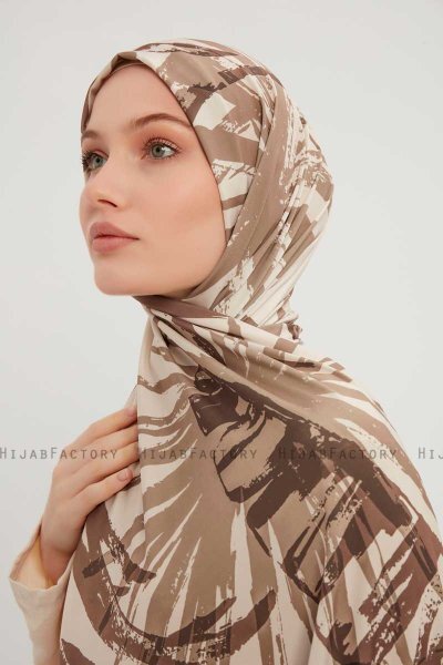 Ezmeray - Taupe Mønstret Hijab