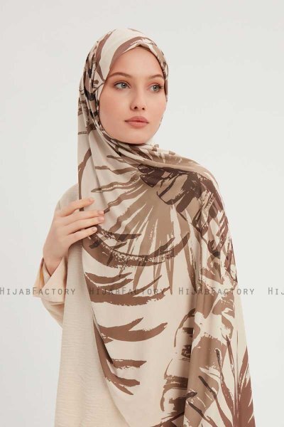 Ezmeray - Taupe Mønstret Hijab