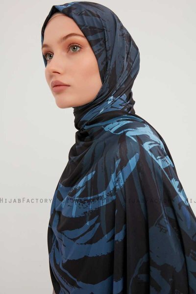 Ezmeray - Marine Blå Mønstret Hijab