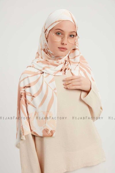Ezmeray - Beige Mønstret Hijab