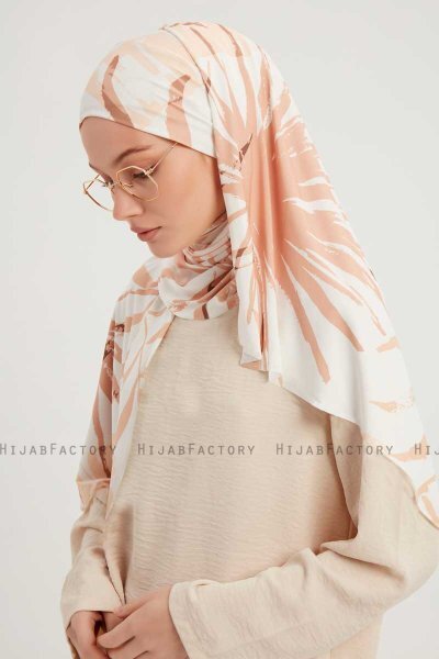 Ezmeray - Beige Mønstret Hijab