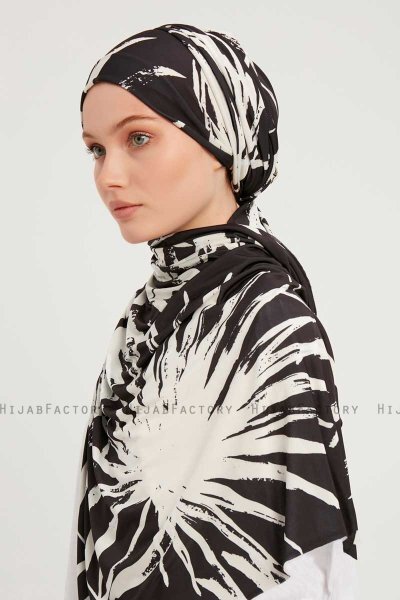 Ezmeray - Sort Mønstret Hijab