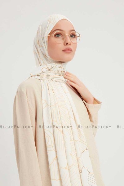 Fadime - Pearl White Mønstret Hijab