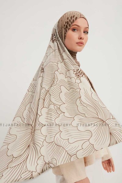 Fadime - Lysebrun Mønstret Hijab