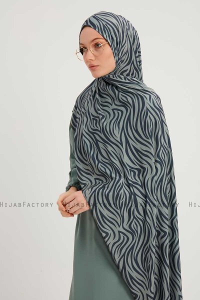 Hafiz - Marine Blå Mønstret Hijab