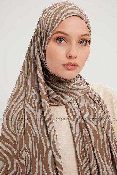 Hafiz - Lysebrun Mønstret Hijab