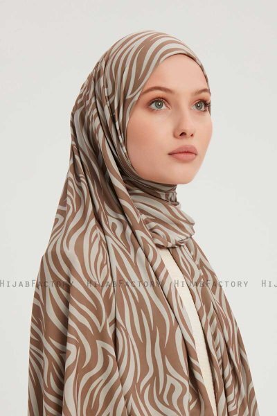 Hafiz - Lysebrun Mønstret Hijab