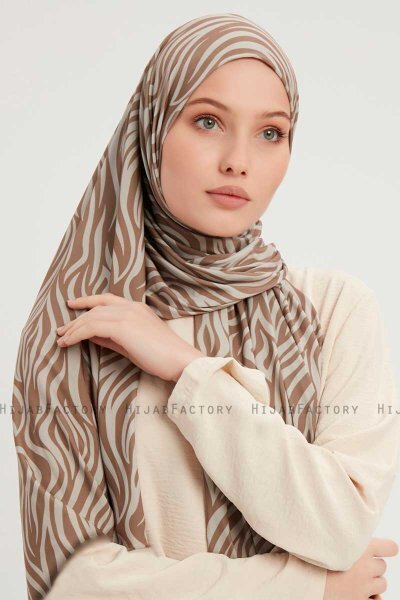 Hafiz - Lysebrun Mønstret Hijab