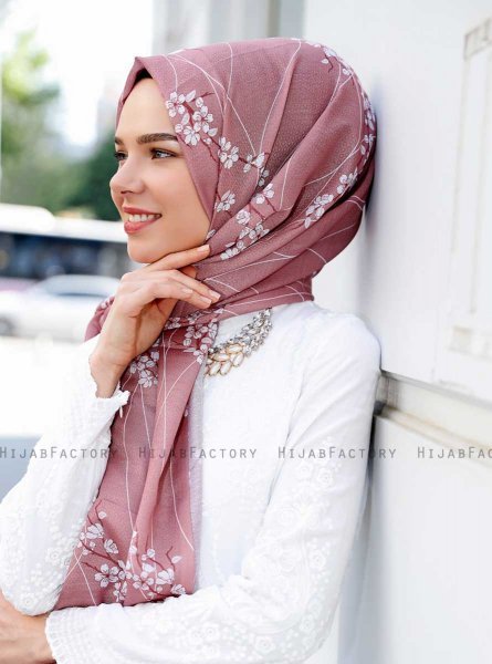 Abira - Mørkrosa Mønstrede Hijab - Sal Evi