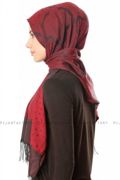 Alev - Bordeaux Mønstred Hijab