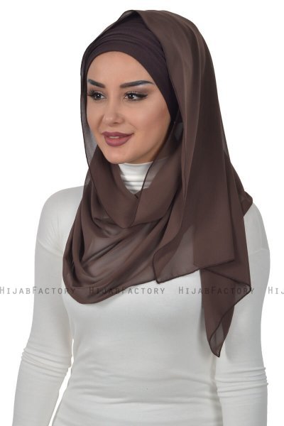 Alva - Brun Praktisk Hijab & Amta