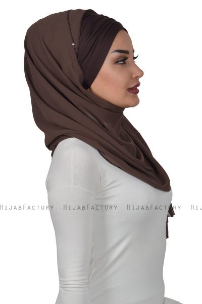 Alva - Brun Praktisk Hijab & Amta