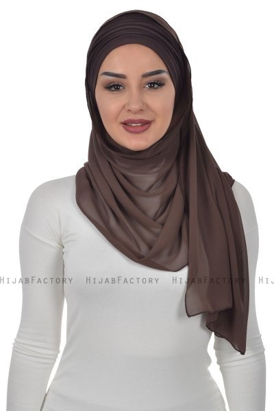 Alva - Brun Praktisk Hijab & Amta