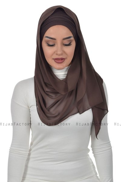 Alva - Brun Praktisk Hijab & Amta