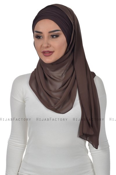 Alva - Brun Praktisk Hijab & Amta