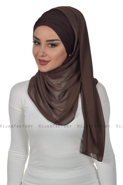 Alva - Brun Praktisk Hijab & Amta