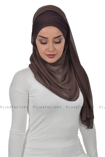 Alva - Brun Praktisk Hijab & Amta
