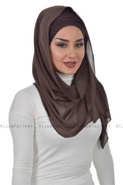 Alva - Brun Praktisk Hijab & Amta