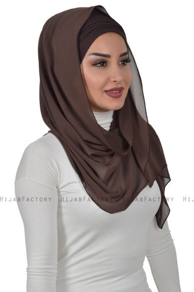 Alva - Brun Praktisk Hijab & Amta
