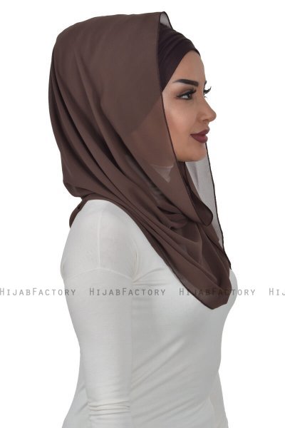 Alva - Brun Praktisk Hijab & Amta