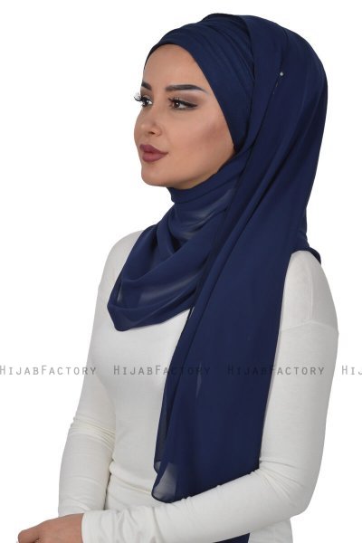 Alva - Marine Blå Praktisk Hijab & Amta