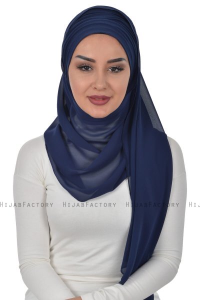 Alva - Marine Blå Praktisk Hijab & Amta