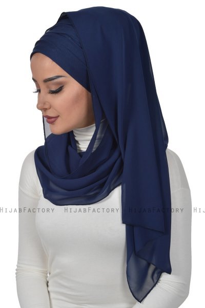 Alva - Marine Blå Praktisk Hijab & Amta