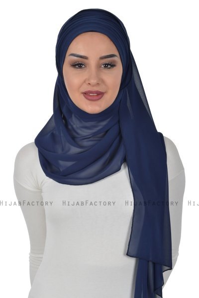 Alva - Marine Blå Praktisk Hijab & Amta