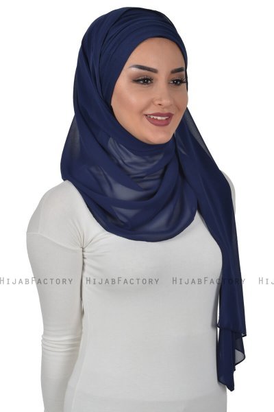 Alva - Marine Blå Praktisk Hijab & Amta