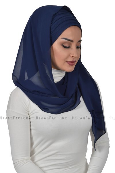Alva - Marine Blå Praktisk Hijab & Amta