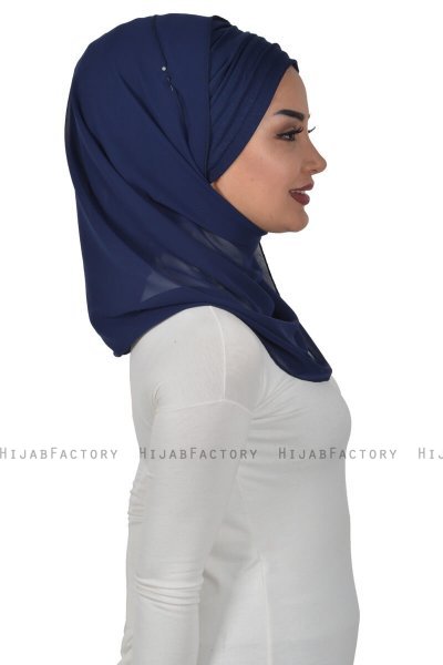 Alva - Marine Blå Praktisk Hijab & Amta