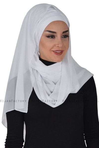 Alva - Hvid Praktisk Hijab & Amta