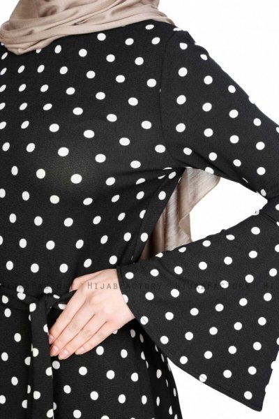 Amera Svart Polka Dot Klänning Miss Halima 280306d